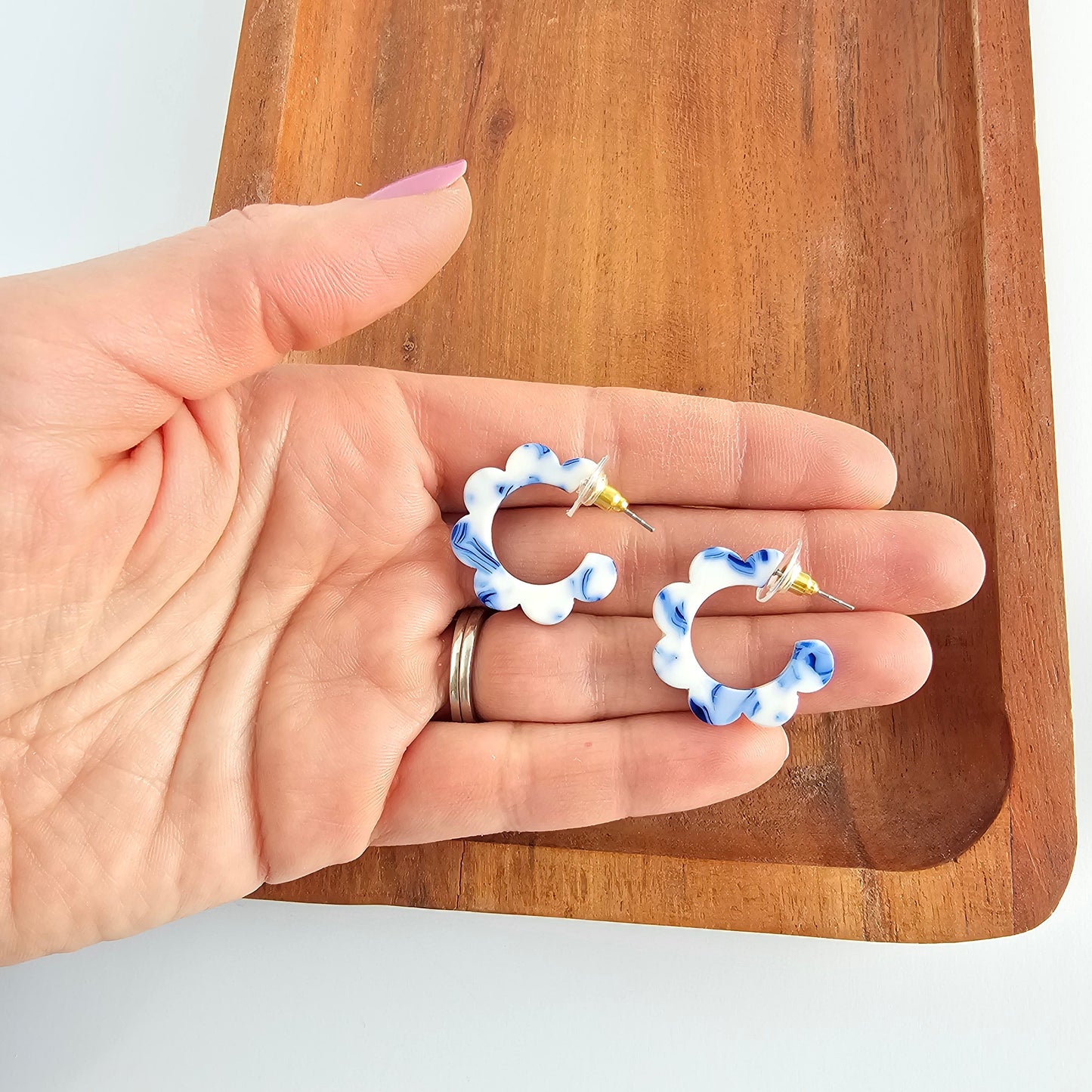 Flora Mini Hoops - Greek Goddess Blue