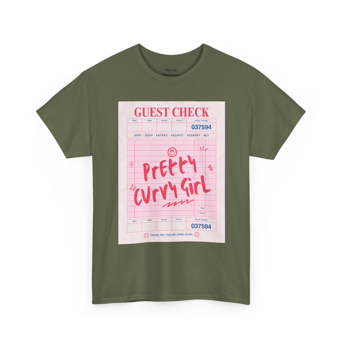 Pretty Curvy Girl Tee — Pink Guest Check Graphic Shirt