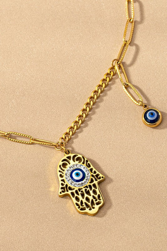 Hamsa Evil Eye Necklace