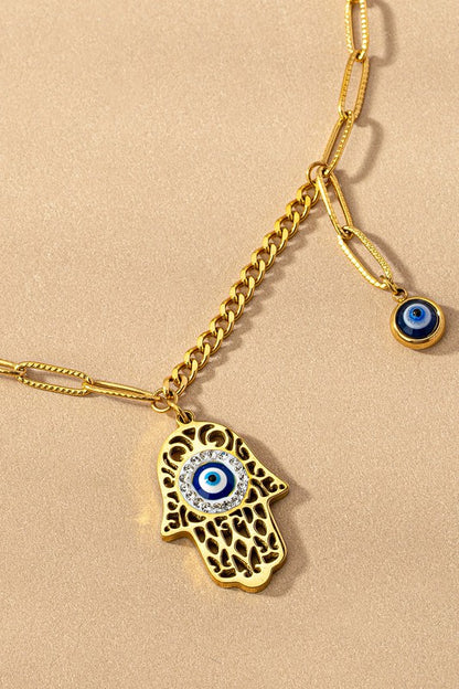 Hamsa Evil Eye Necklace