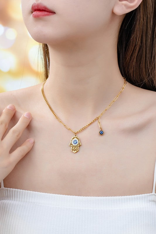 Hamsa Evil Eye Necklace