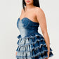 “Princess of Denim” Tiered Ruffle Dress