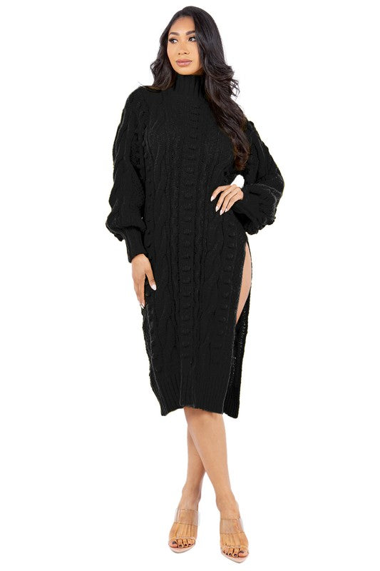 “Cold Shoulder” Sweater Dress