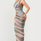 Metallic Bandage Mesh Insert Dress