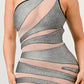 Metallic Bandage Mesh Insert Dress