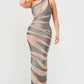 Metallic Bandage Mesh Insert Dress