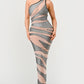Metallic Bandage Mesh Insert Dress