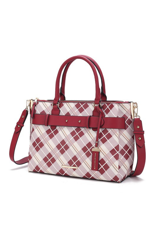 “Vivian” Plaid Satchel Bag