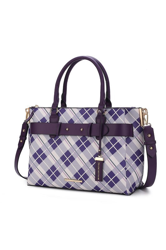 “Vivian” Plaid Satchel Bag