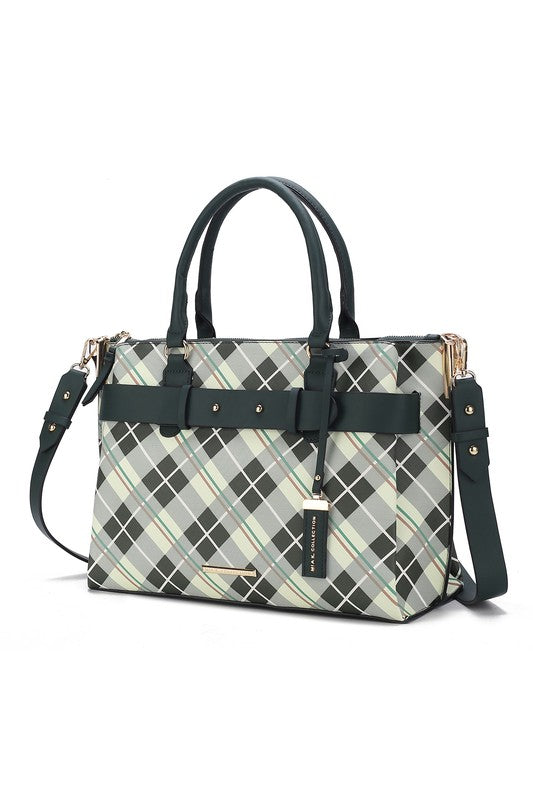 “Vivian” Plaid Satchel Bag