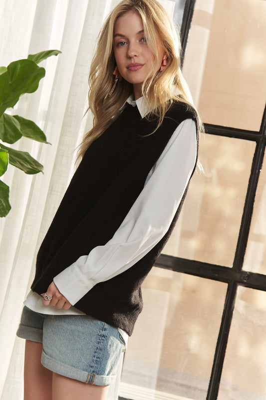 Round Neck Vest with Slight Open Back