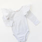 White L/S Flutter Sleeve Leotard