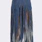 Cochella Bohemian Rhapsody Fringe Denim Skirt