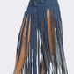 Cochella Bohemian Rhapsody Fringe Denim Skirt