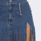 Cochella Bohemian Rhapsody Fringe Denim Skirt