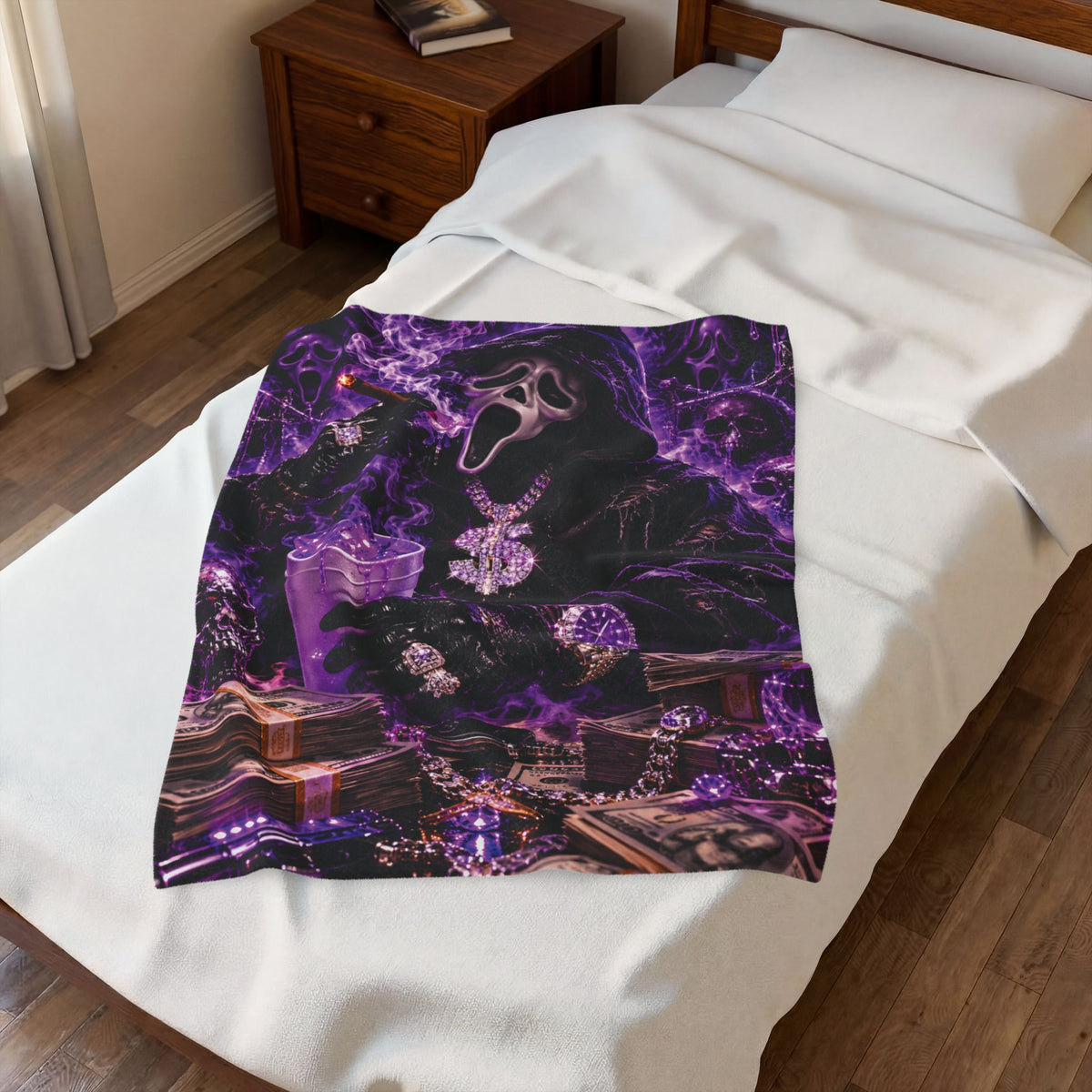 Gothic Ghostface Purple Velveteen Plush Blanket