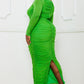 Rhinestone Mesh Pleated Maxi Dress - Green