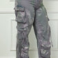 Time to Shine Grey Acid Wash High Waisted Cargo Pants