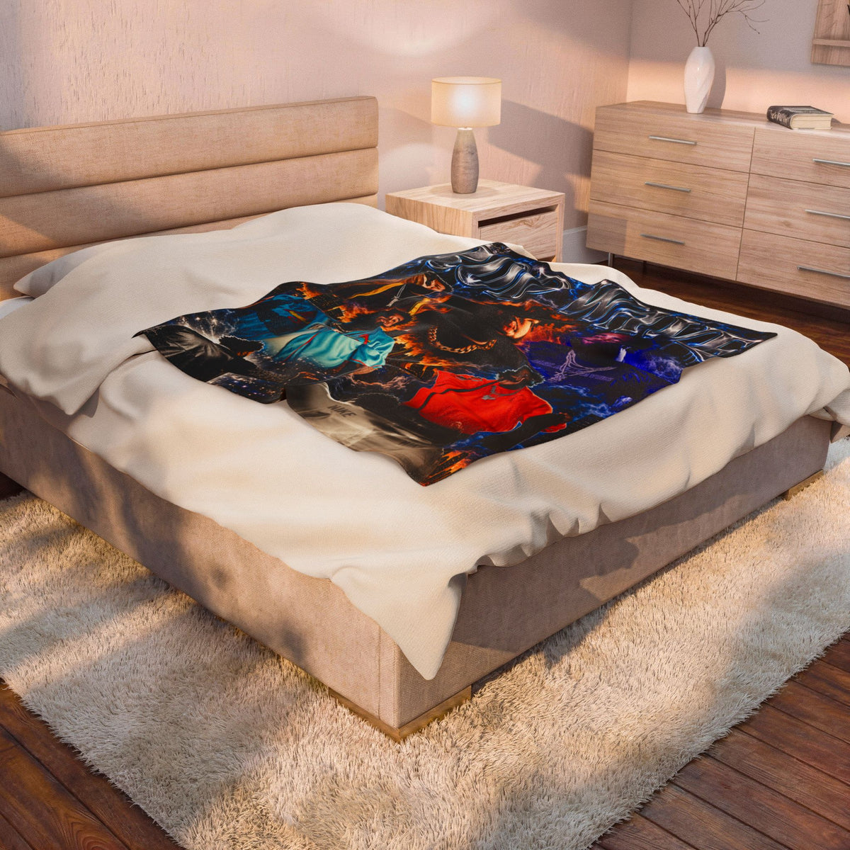 “Rod Wave” Blue Velveteen Plush Blanket