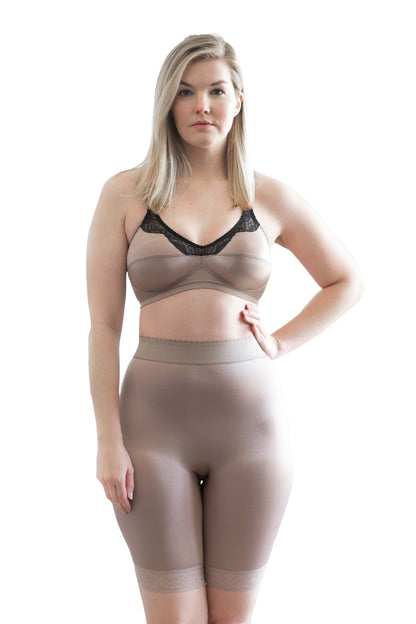 High Waist Light Shaping Bike Short | Satin 4-Way Stretch with Built-In Panty