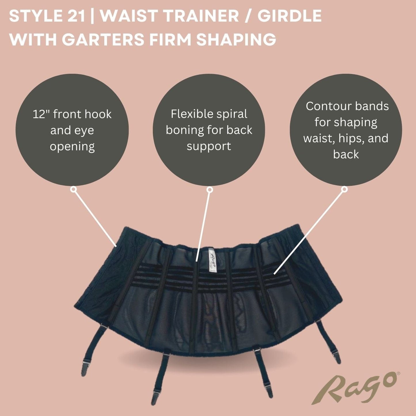 Waist Trainer / Girdle with Garters Firm Shaping