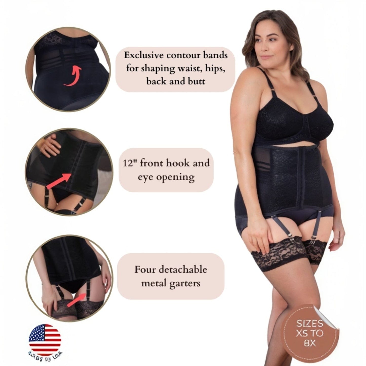Waist Trainer / Girdle with Garters Firm Shaping