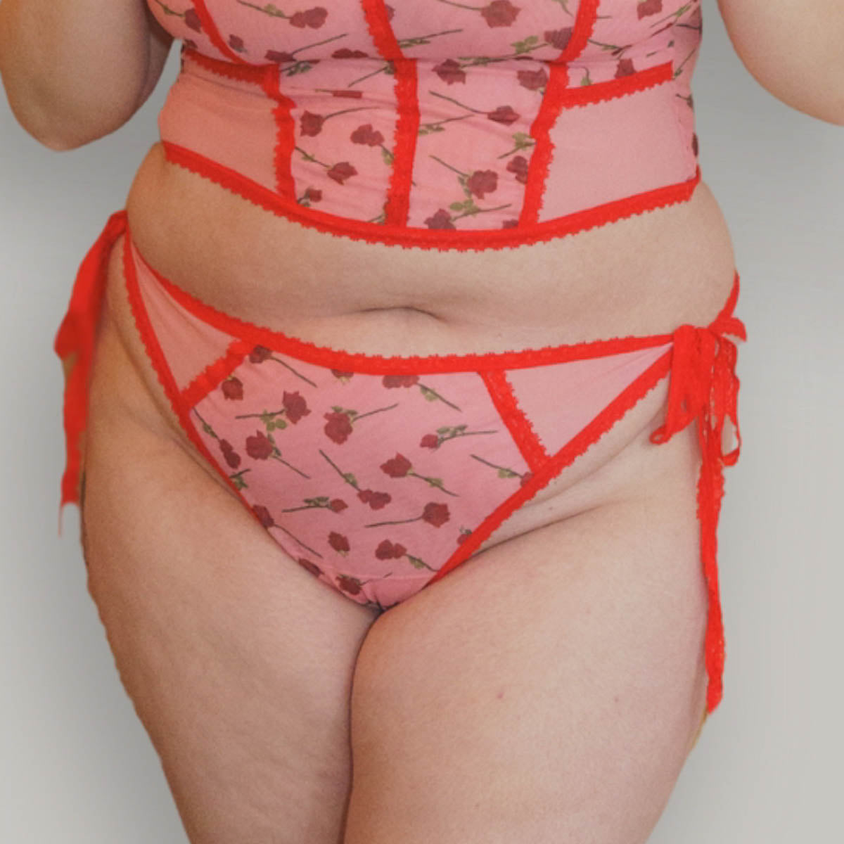 Dozen Roses Printed Tie Side Bikini