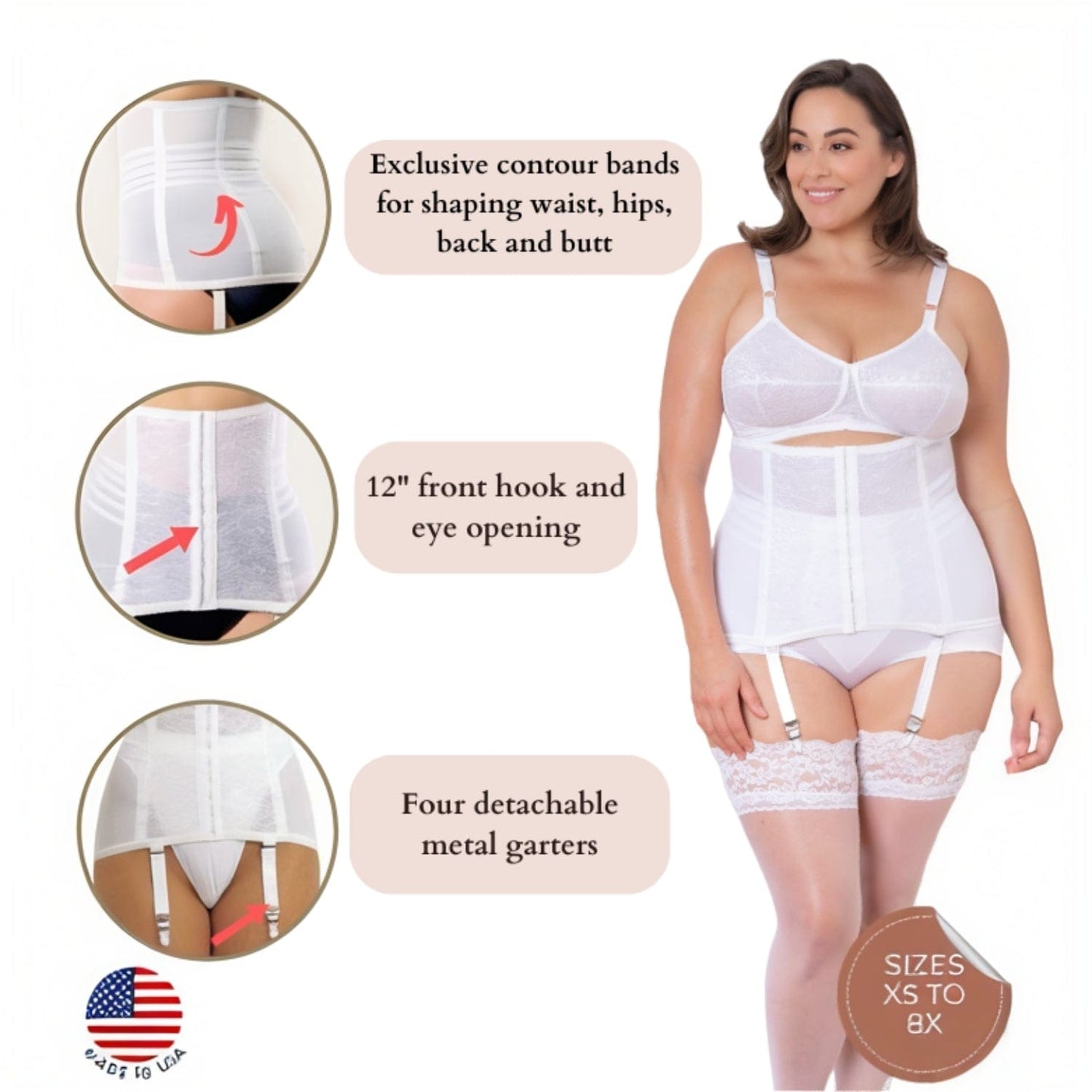 Waist Trainer / Girdle with Garters Firm Shaping