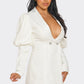 Ivory Puff Sleeve Blazer Dress