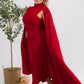 The Stella Cape Midi Dress - Red