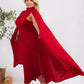 The Stella Cape Midi Dress - Red