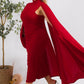 The Stella Cape Midi Dress - Red