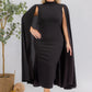 The Stella Cape Midi Dress - Black