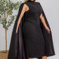 The Stella Cape Midi Dress - Black