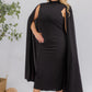 The Stella Cape Midi Dress - Black