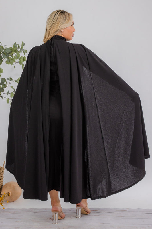 The Stella Cape Midi Dress - Black