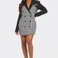 Monochrome Glam Houndstooth Blazer Dress