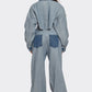 Cropped Contrast Denim Set