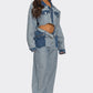 Cropped Contrast Denim Set