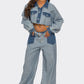 Cropped Contrast Denim Set
