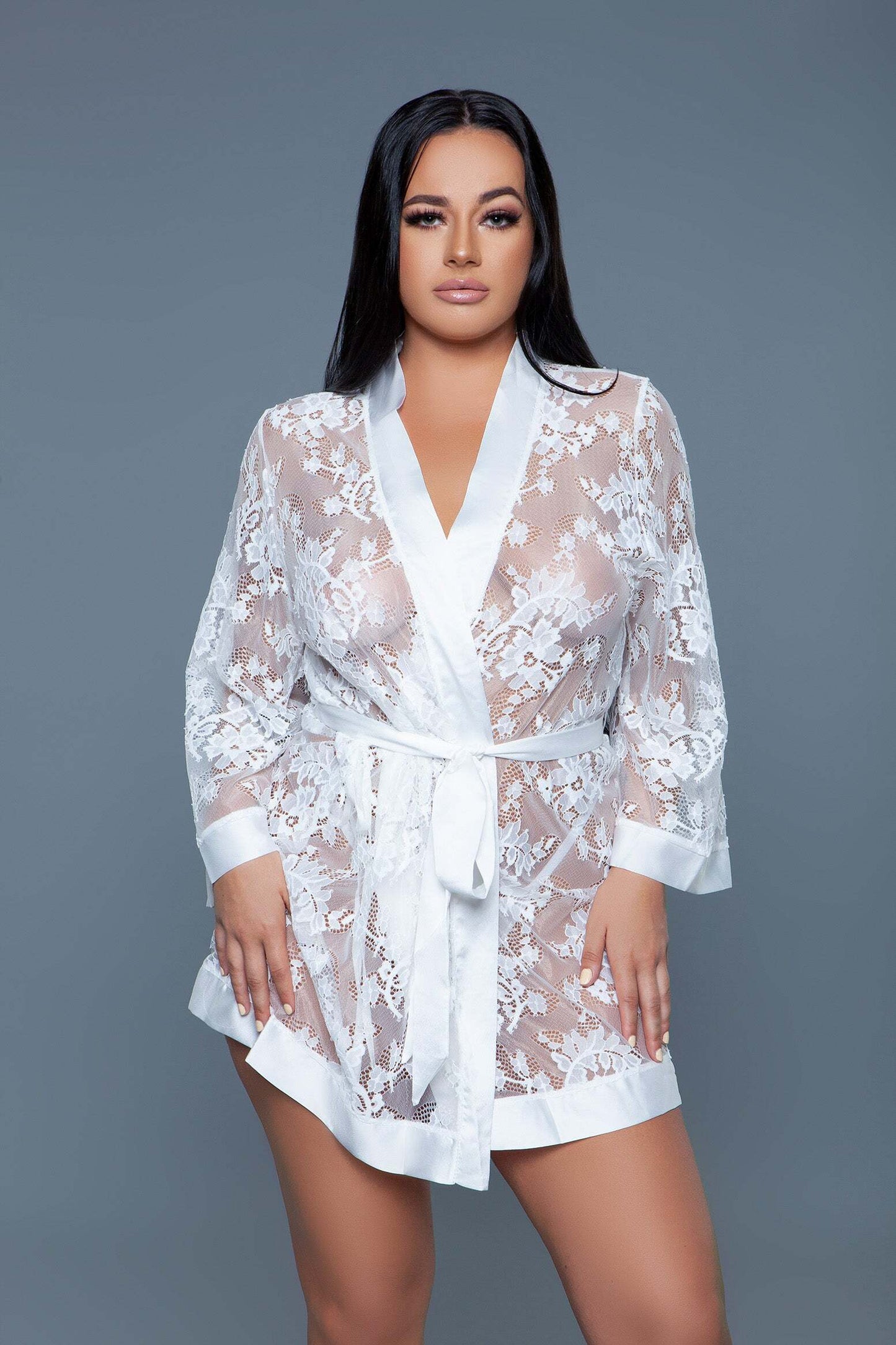 “Delia” Robe W/ Satin Trimming (2X)