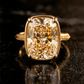 Sterling Silver Elongated Cushion Light Yellow CZ Cocktail Ring