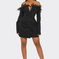 Off-Shoulder Lace Blazer Dress