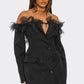 Off-Shoulder Lace Blazer Dress