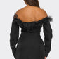 Off-Shoulder Lace Blazer Dress