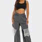Lace-Layered Pinstripe Pant Set