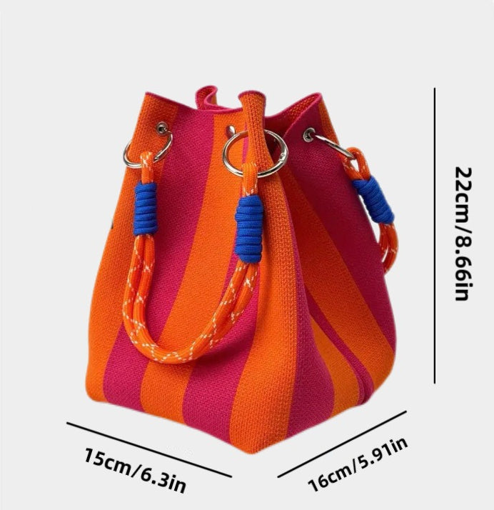 Woven Bucket Bag – Fashion Knit Handbag