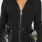 Ribbed Knit Utility Midi Dress
