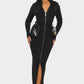 Ribbed Knit Utility Midi Dress