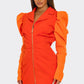 Two-Tone Orange Zip-Up Dress